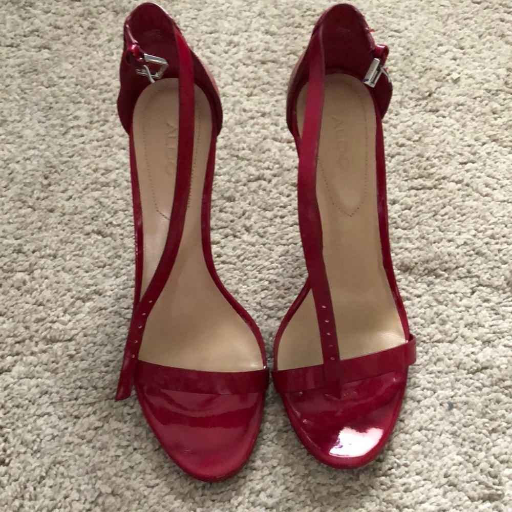 Red strappy heels